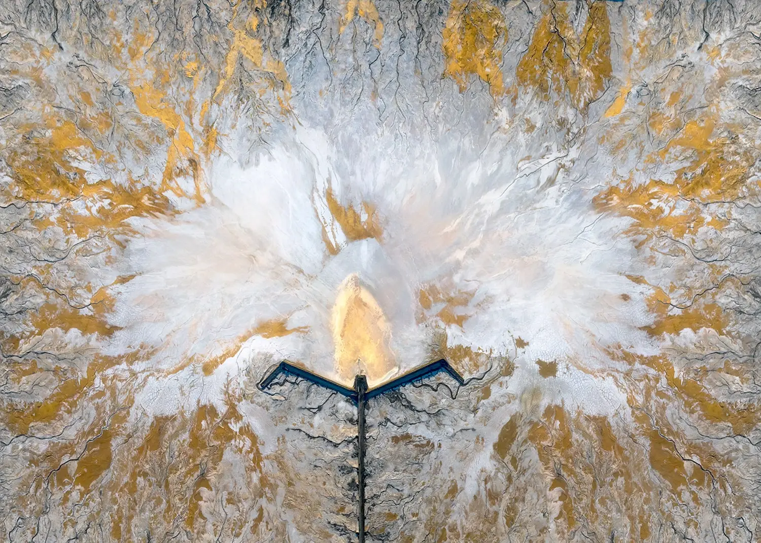 Aerial photography of a landscape with a salt mining in Western Australia