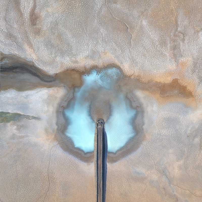 Aerial abstract photography of a pond