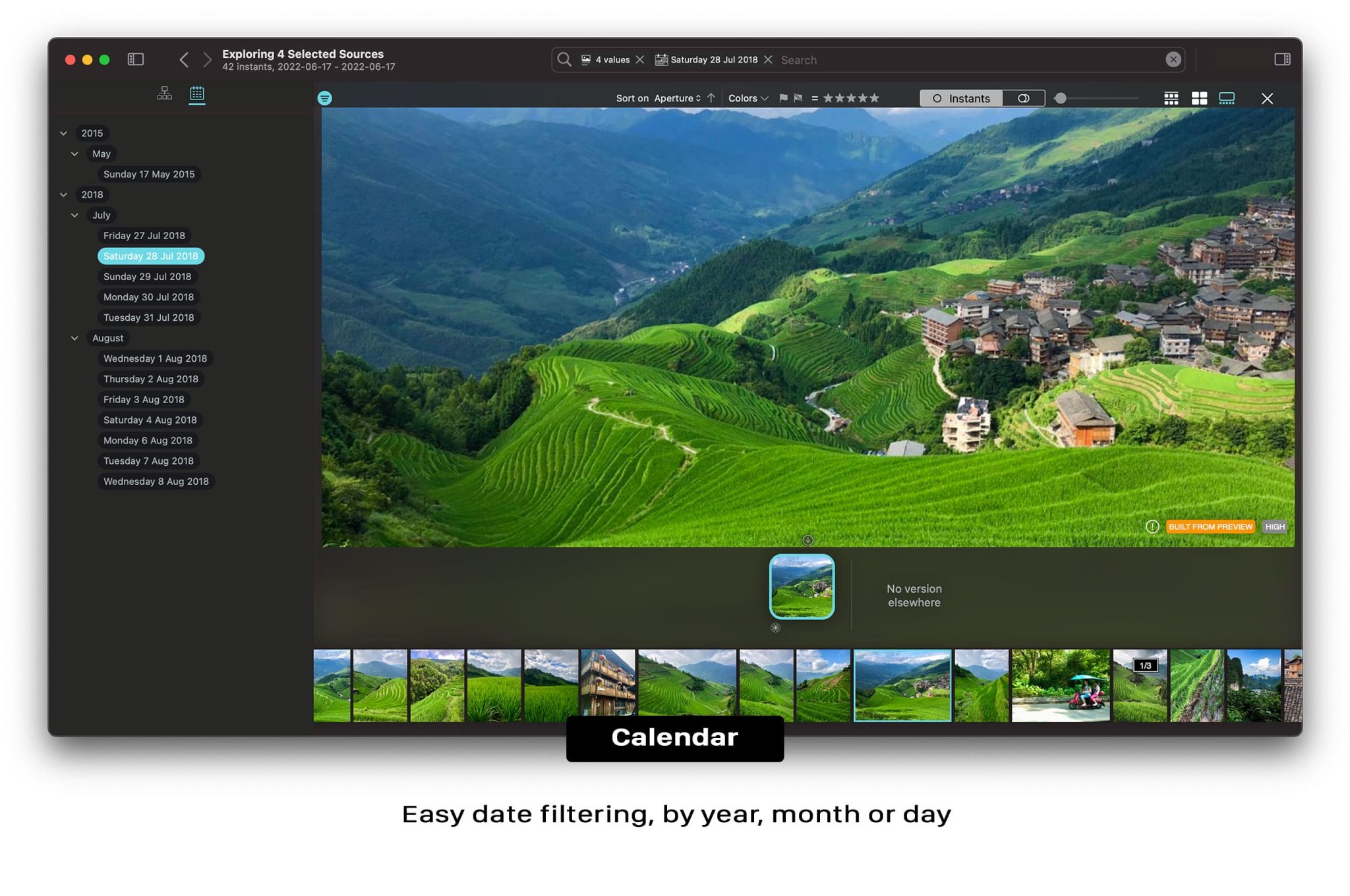 Peakto, easy date filtering.