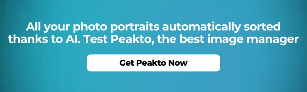 All your photo portraits automatically sorted thanks to AI. Test Peakto, the best image manager