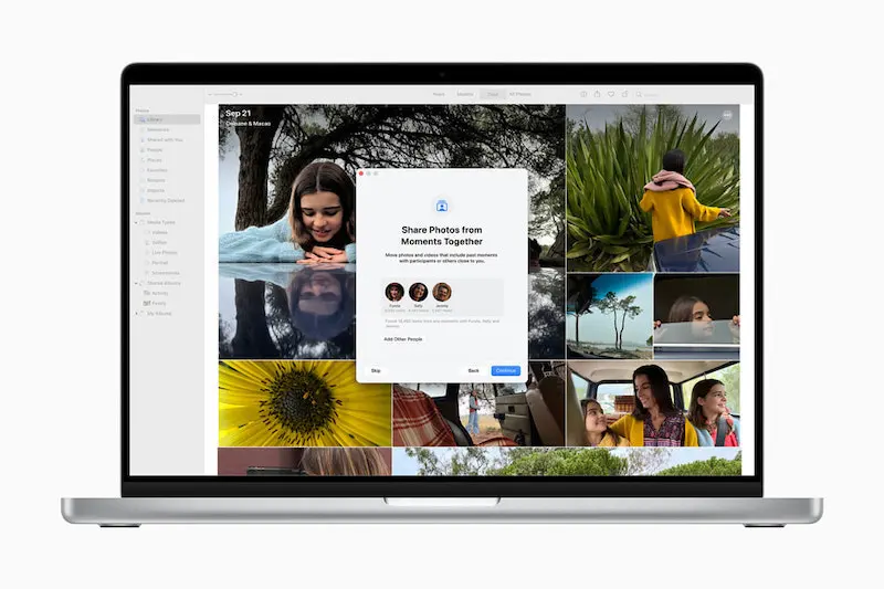 Interface d'Apple photos