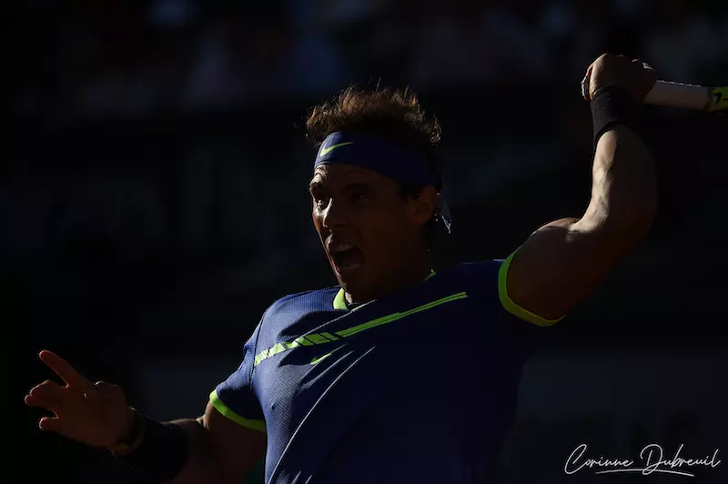 Rafa Nadal playing tennis