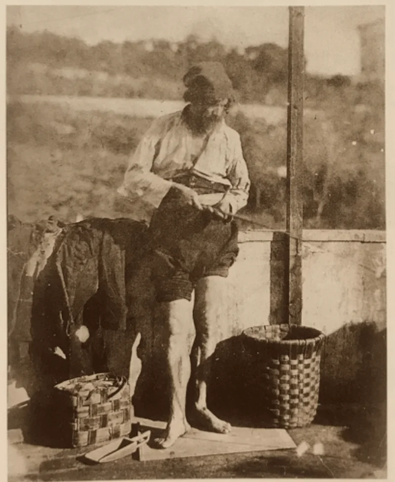 Homme en train de pêcher en 1850