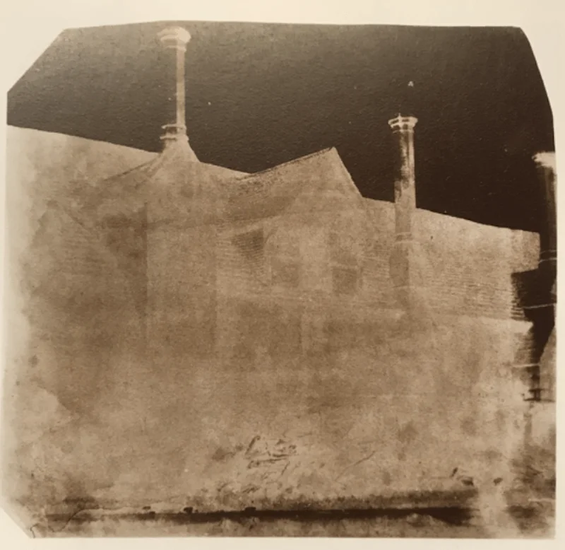 Negative film of a Lacock Abbey in 1840 showing the history of photography