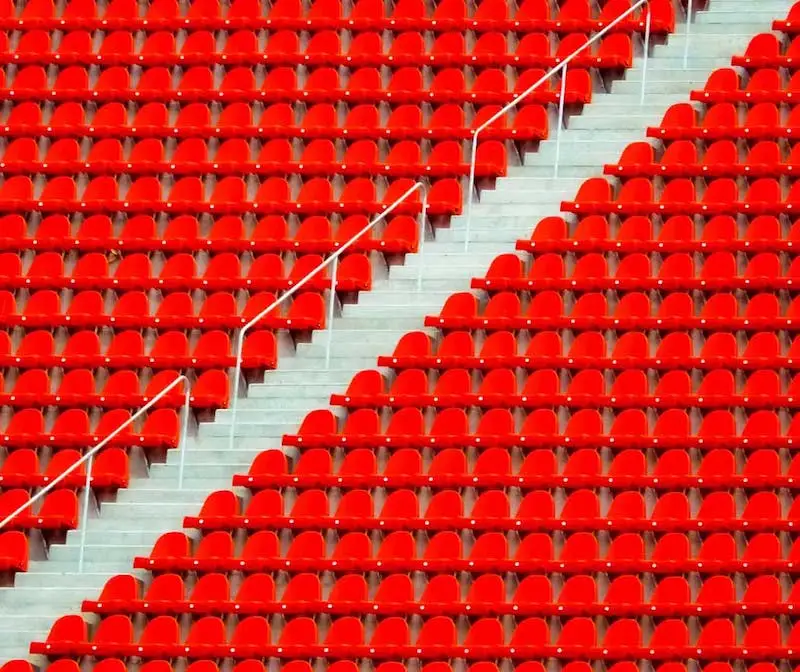 Photography of red seats from a stadium
