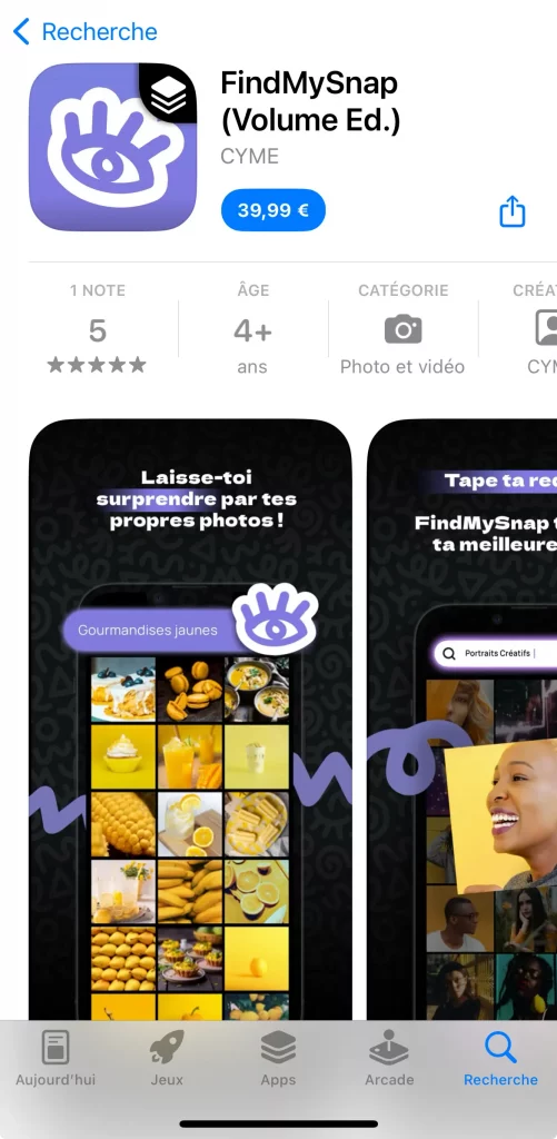 Offrir FindMySnap via l’app store, c’est possible !02