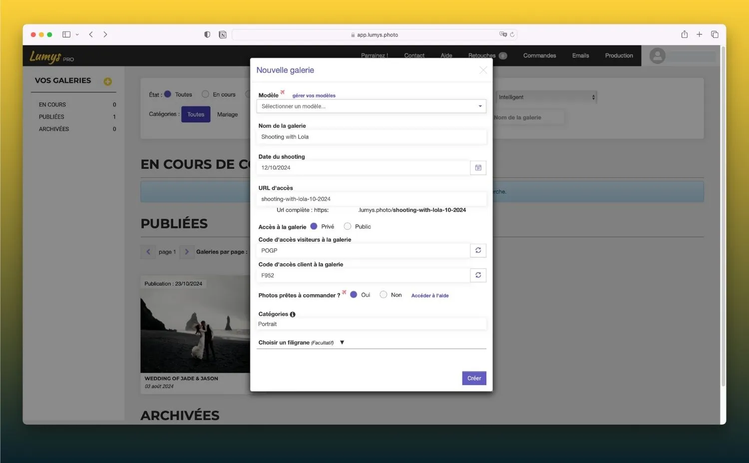 Créer sa galerie photo professionnelle en ligne avec Peakto et Lumys 11
