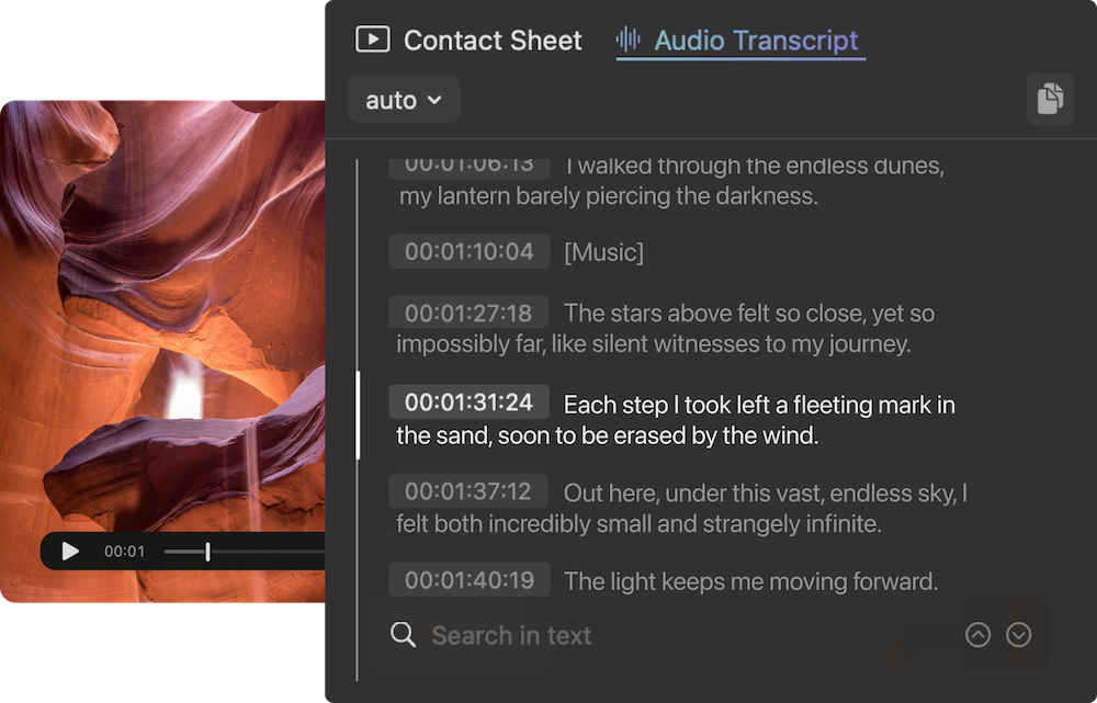 Audio Transcript Feature in Peakto Search for Capture One