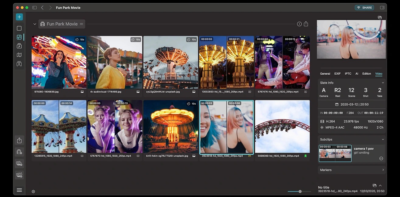 Video Bins in Peakto